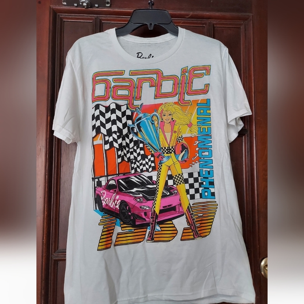 NWOT-Barbie " Phenomenal 1959"Hot Pink Race Car Tee Shirt